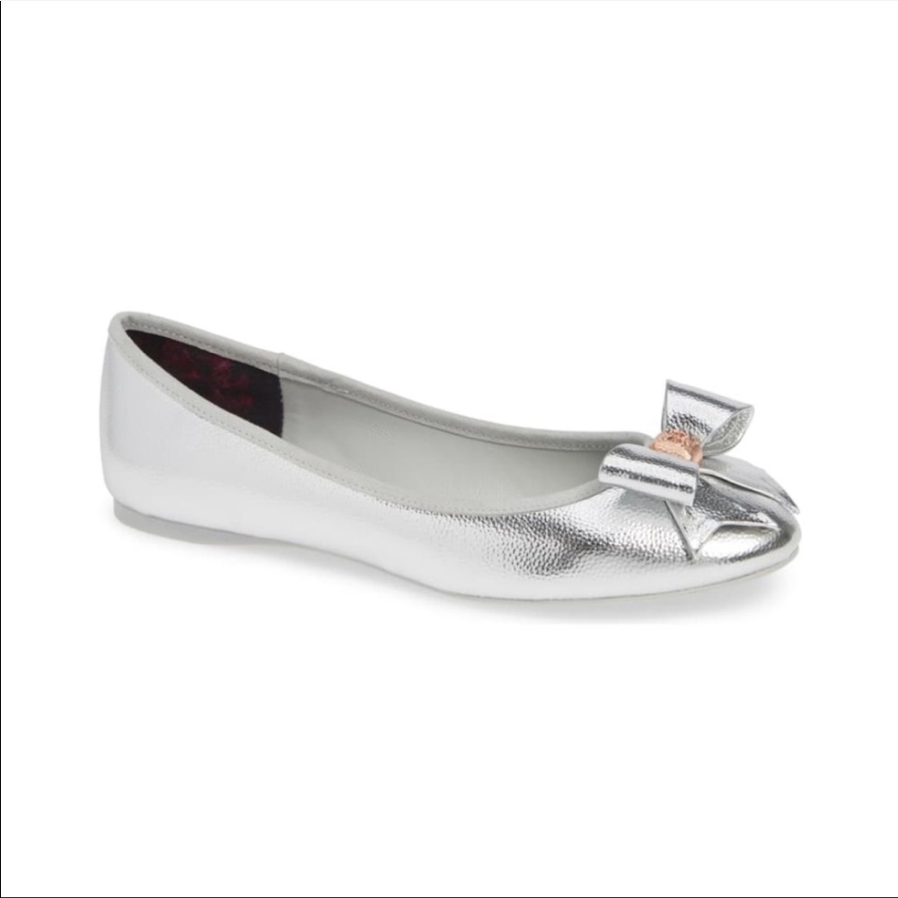 Ted Baker Sually Silver bow at the toe flats
